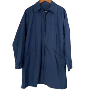Travel Smith Navy Blue Double Zipper Duster Trench Jacket Windbreaker Size MD
